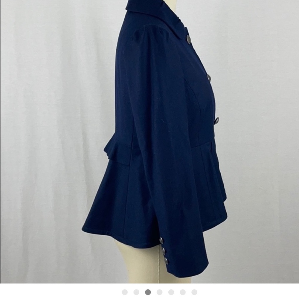 Juicy Couture Wool Navy Ruffle Blazer Jacket - Picture 3 of 6